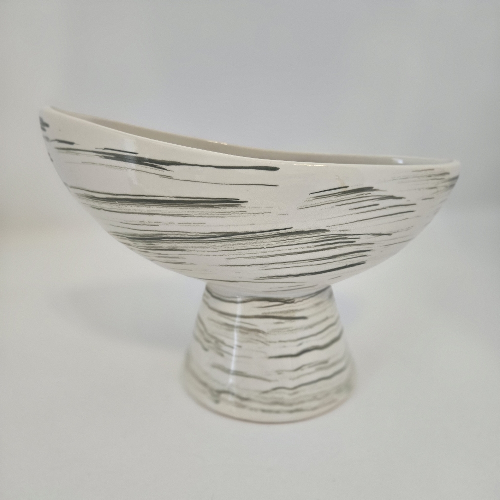 Vintage 1960s MCM McCoy Pottery Harmony Line White W/Moss Green Planter